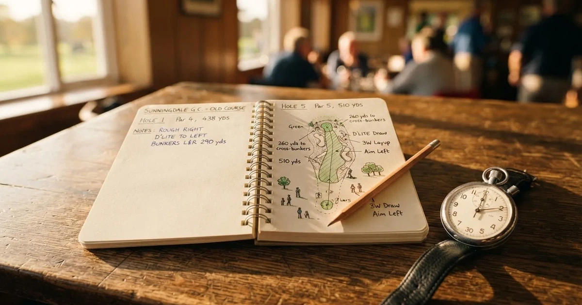 An open notebook with a pencil and a stopwatch on a wooden table